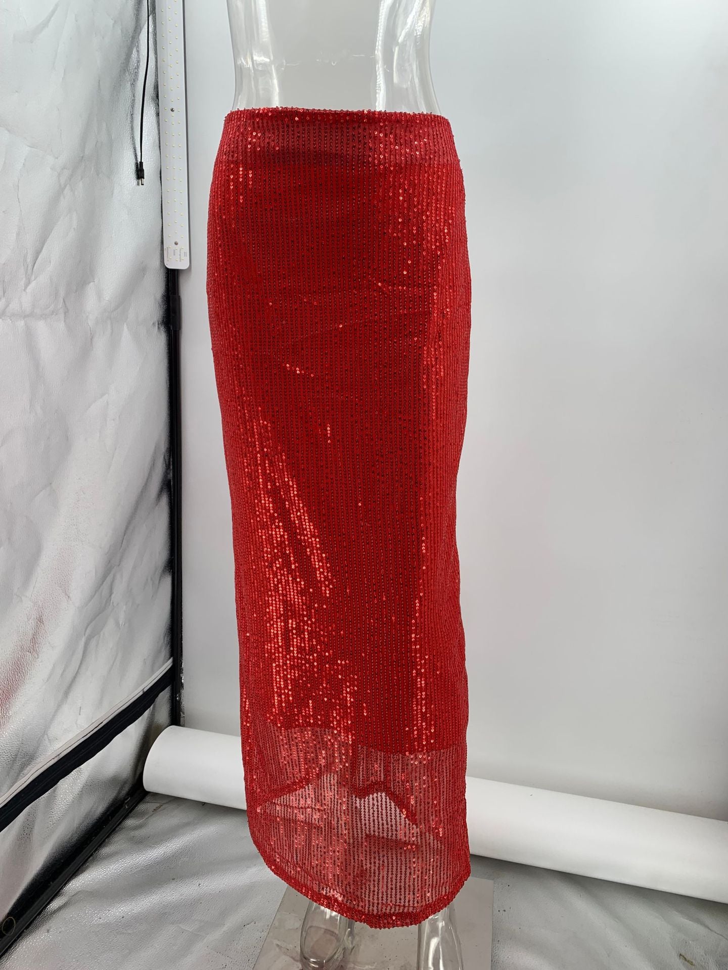 Fashion elastic high waist nightclub sequins long skirt 12