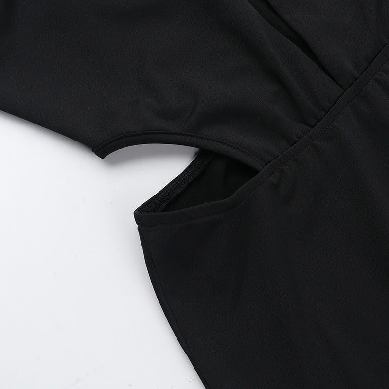 Women Autumn Sexy Hollow V-Neck Halter Neck Backless Bodycon Dress 11