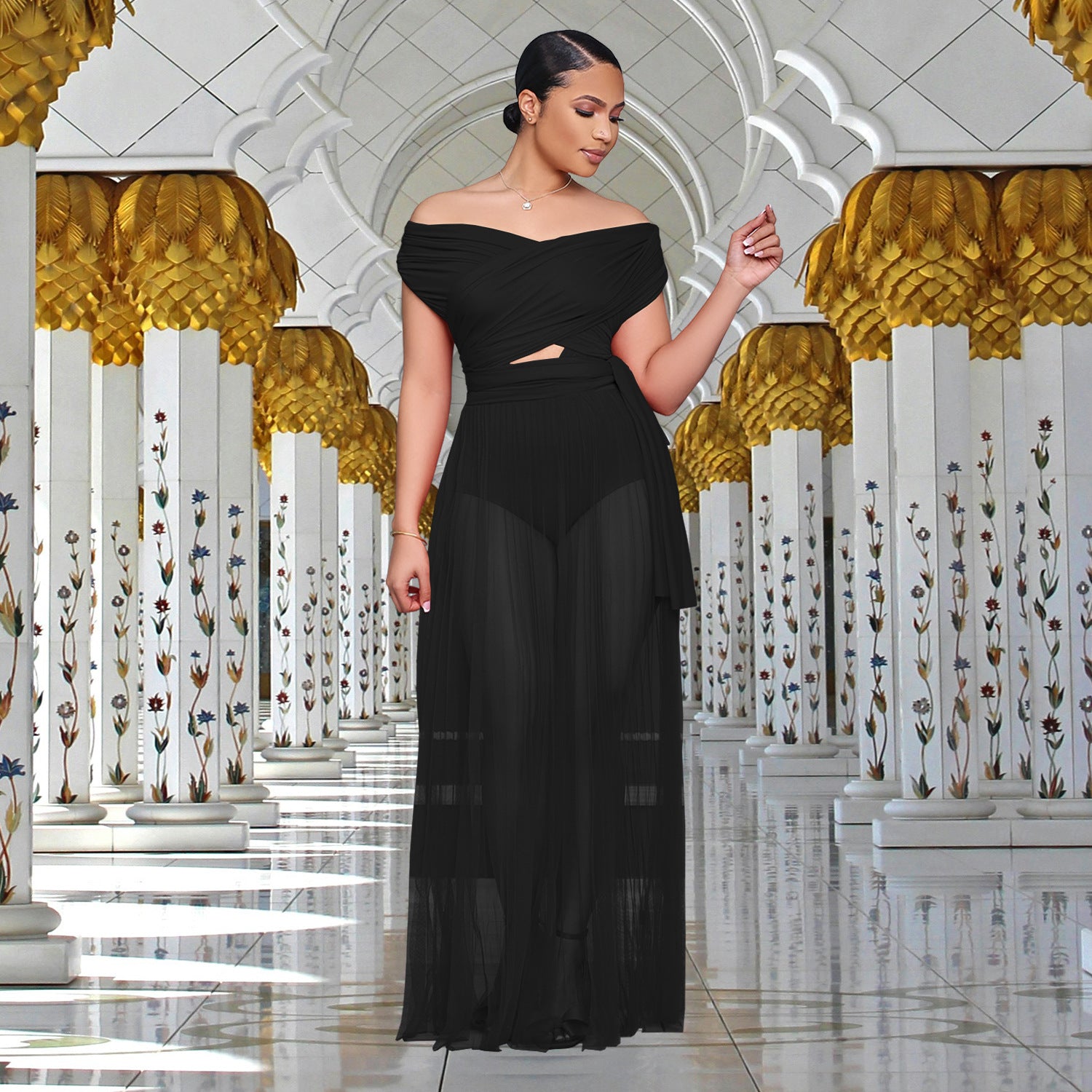 Women Sexy Top and Long Skirt Two-piece Set 3