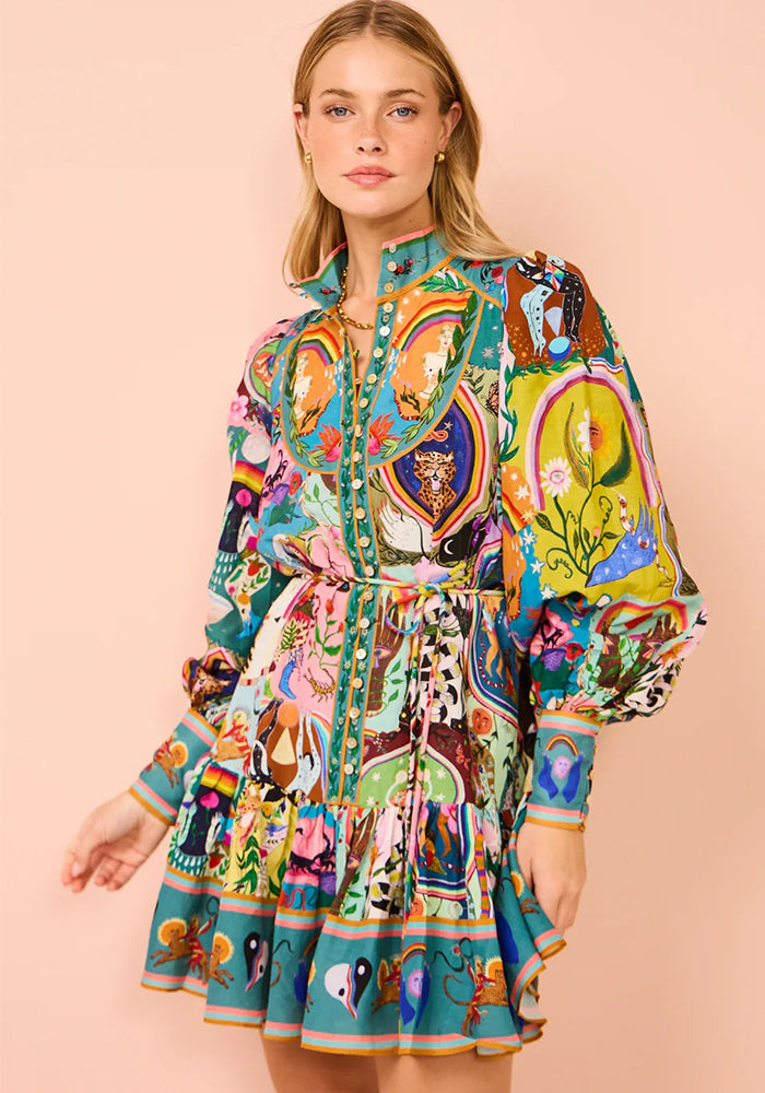 Women Casual printed shirt dress