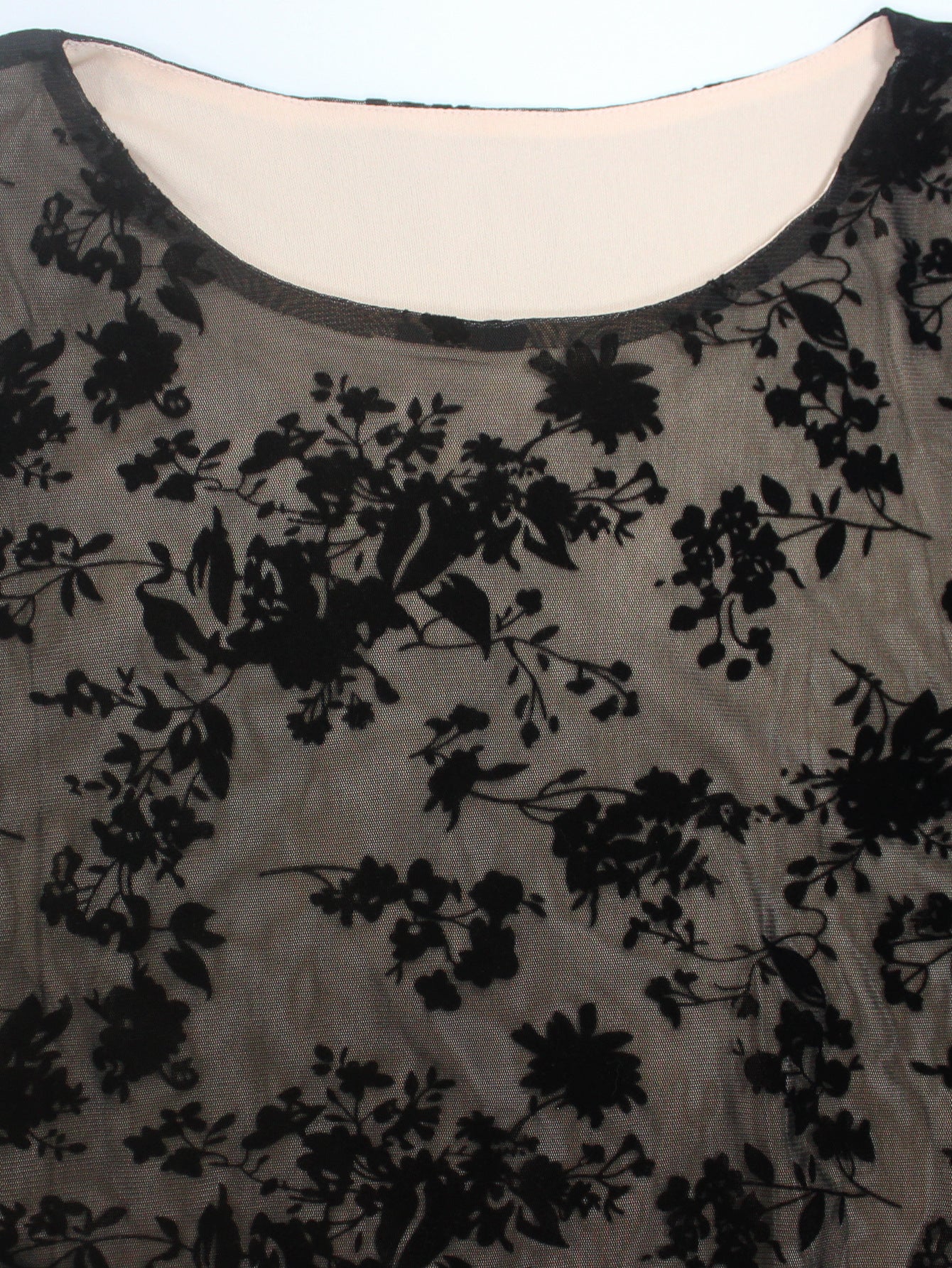 Women Elegant Round Neck Long Sleeve Mesh Patchwork Bodycon Dress 5