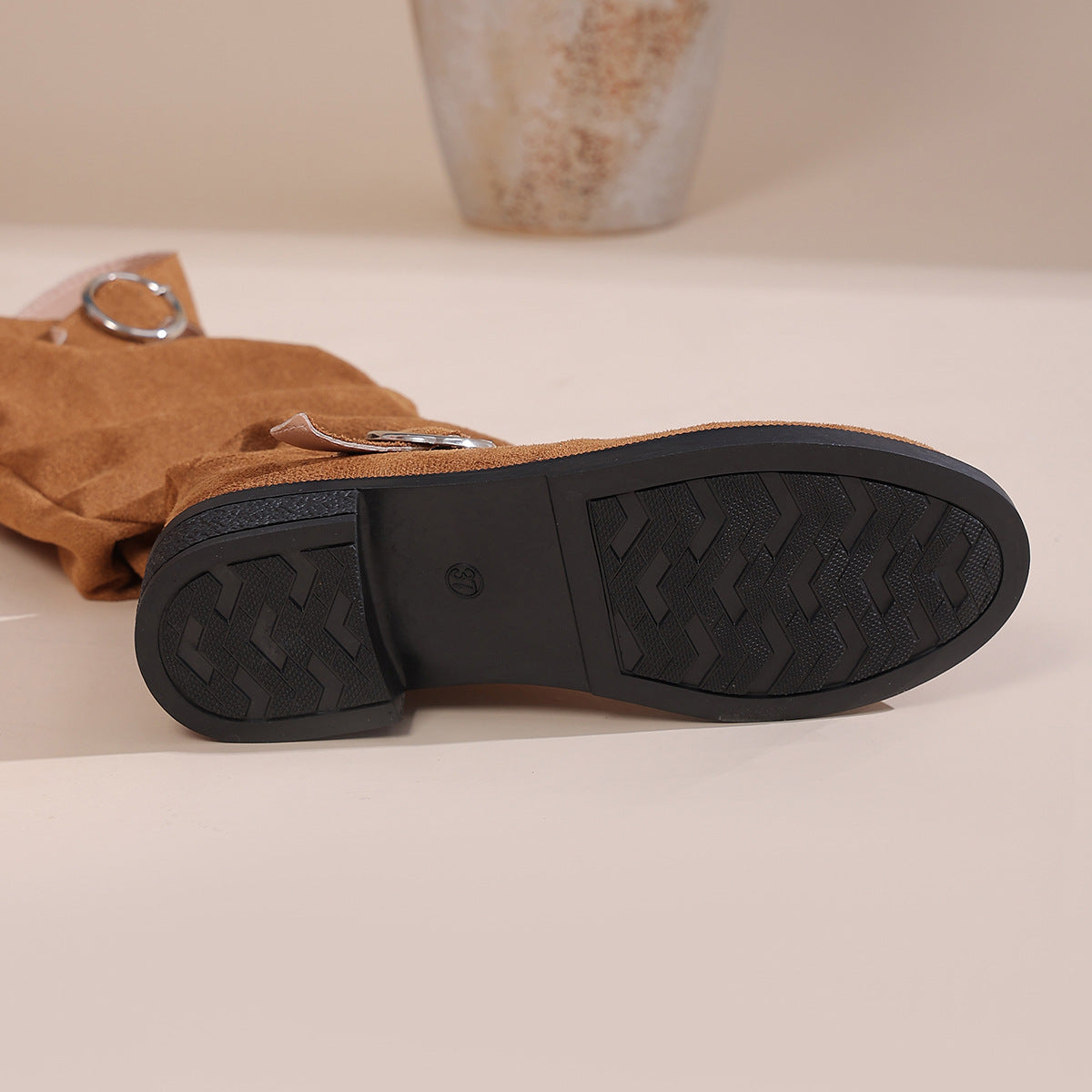 Autumn Winter Pleated Stacked Boots Women SChunky Heel Platform Suede Boots 31