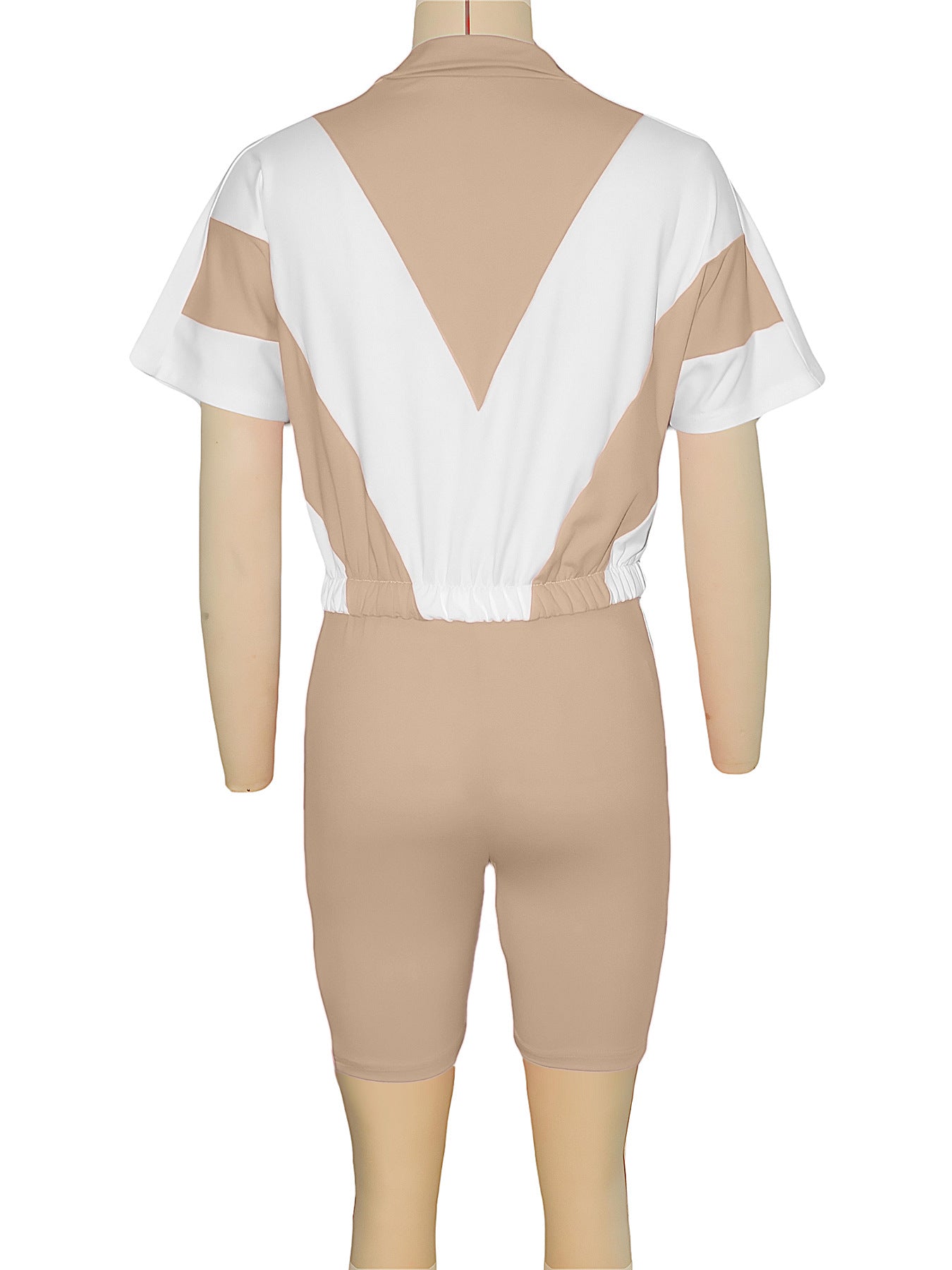 Women contrast color sports Casual short-sleeved Top and shorts two-piece set 23