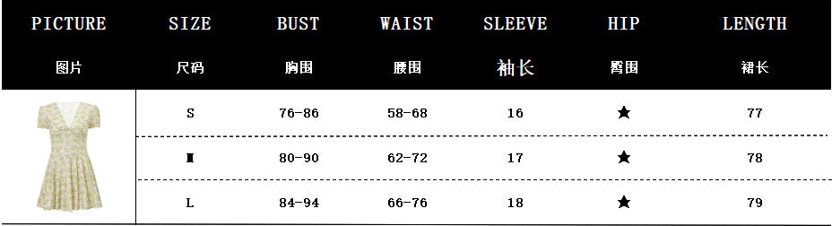 Women summer sexy floral bubble sleeve v-neck French dress 13