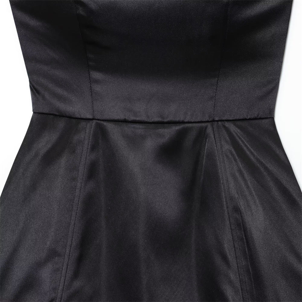 Women summer sexy solid sleeveless strapless dress 6
