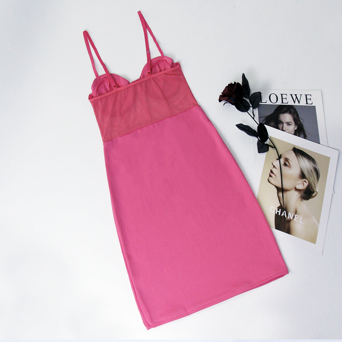 Sexy Patchwork Straps See-Through Underwire Herringbone Bodycon Dress 13