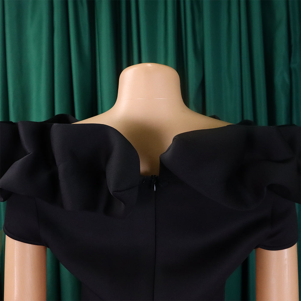 Women's Fashion Summer Solid Color Off Shoulder Mermaid Maxi Evening Dress 21