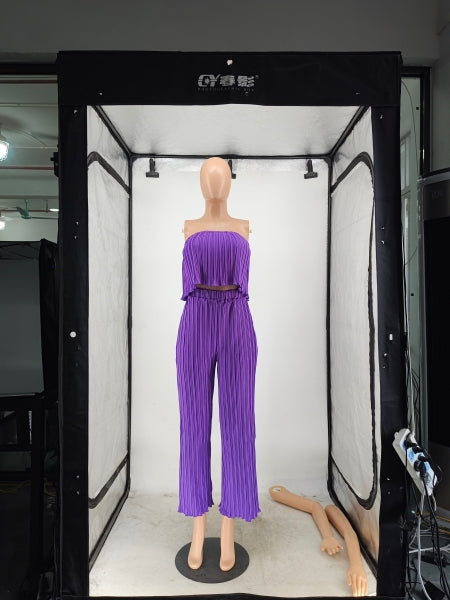 Women Strapless Top and trousers Two Piece Set 17