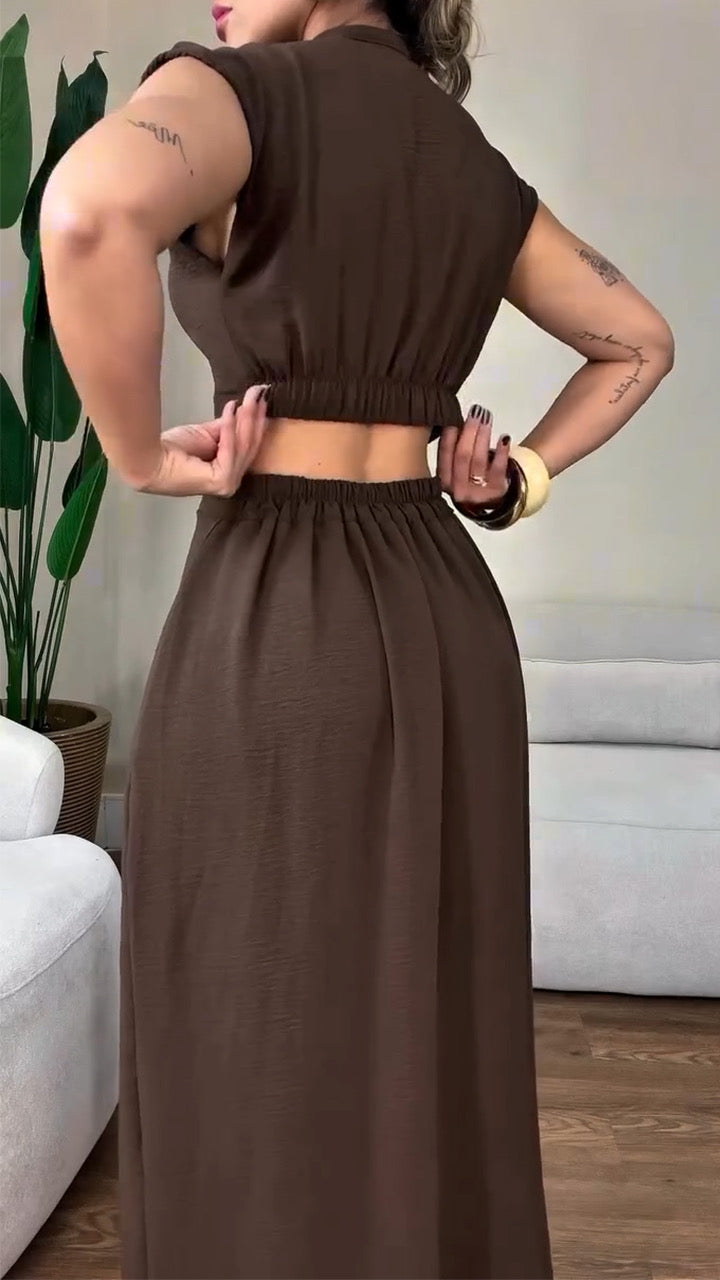 Women Summer Single-breasted Sleeveless Dress 6