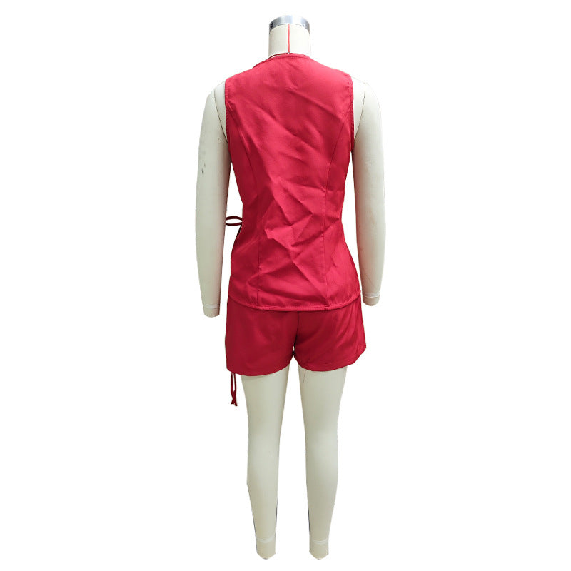 Spring/Summer Women's Casual Sleeveless Top & Shorts Two Piece Set 11