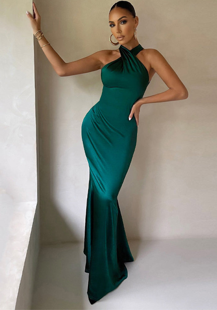 Summer Women’s Sexy Halter Neck Slim-Fit Long Dress