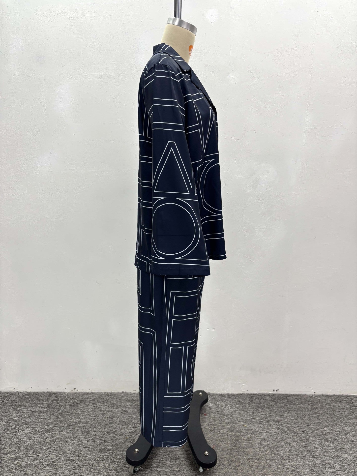 African Women Turndown Collar Long-sleeved printed shirt and wide-leg pants two-piece set 8