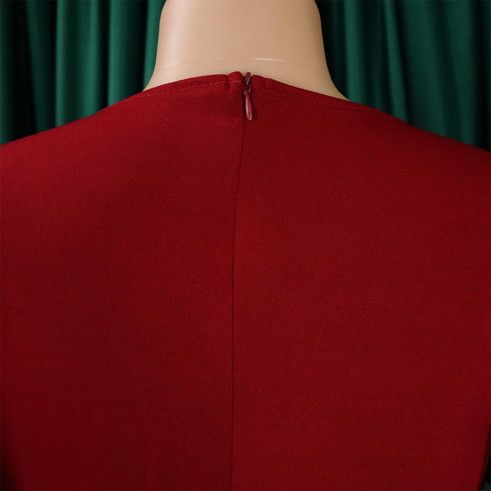 Women Summer mesh flocked puff sleeves V-neck Bodycon dress 22