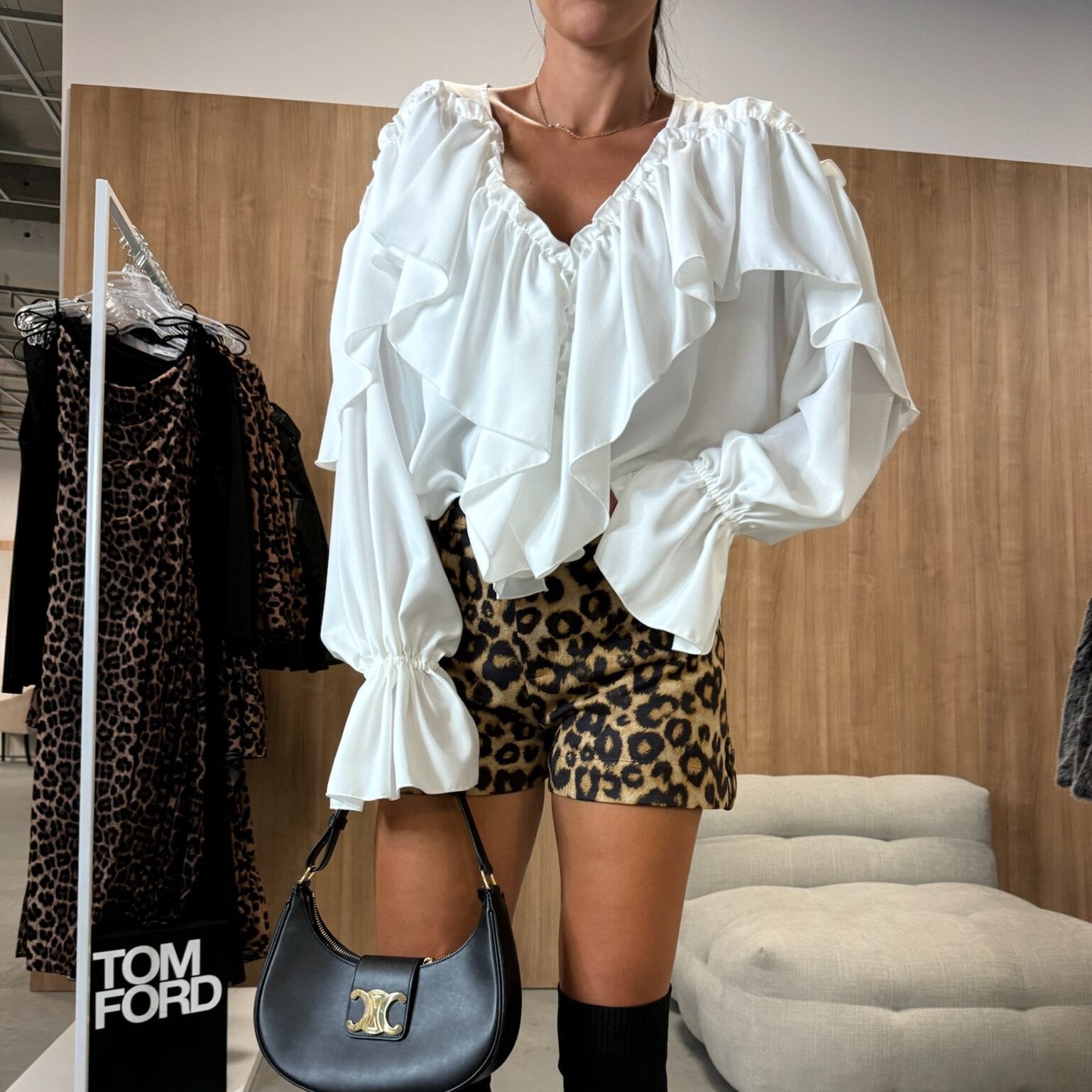 Women Fall/Winter V-neck Long-sleeved Solid Shirt 7