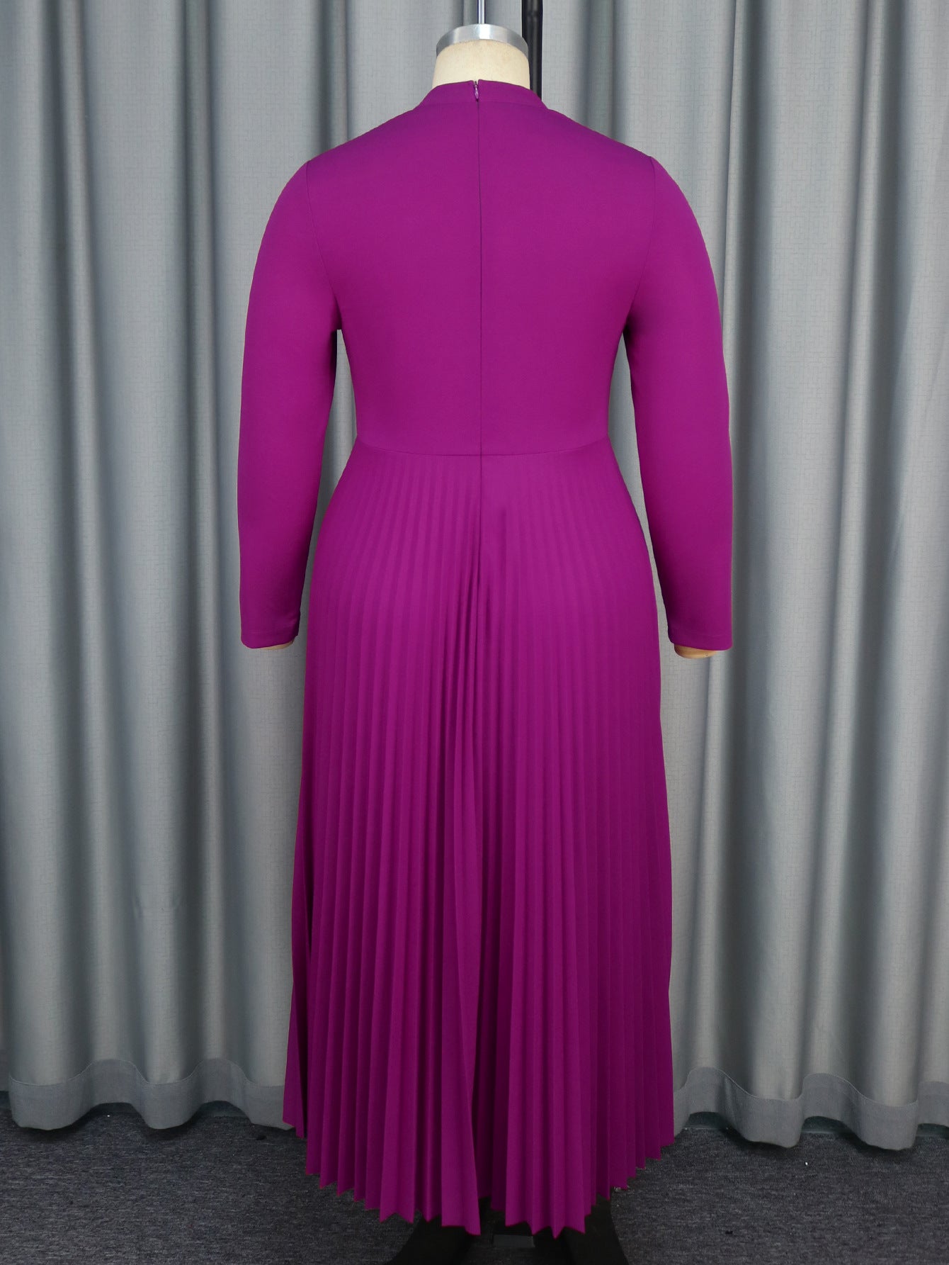 Plus Size Women Ruffles Elegant V-neck Pleated Party Dress 9