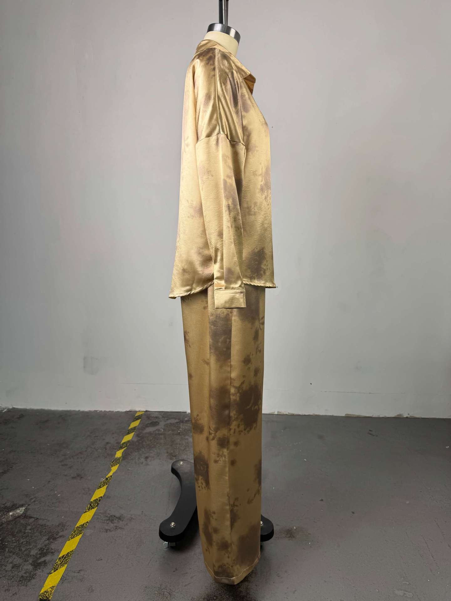 Summer Women's Fashion Turn-Down Collar Long-Sleeve Shirt & Strapless Wide-Leg Pants Three-Piece 8