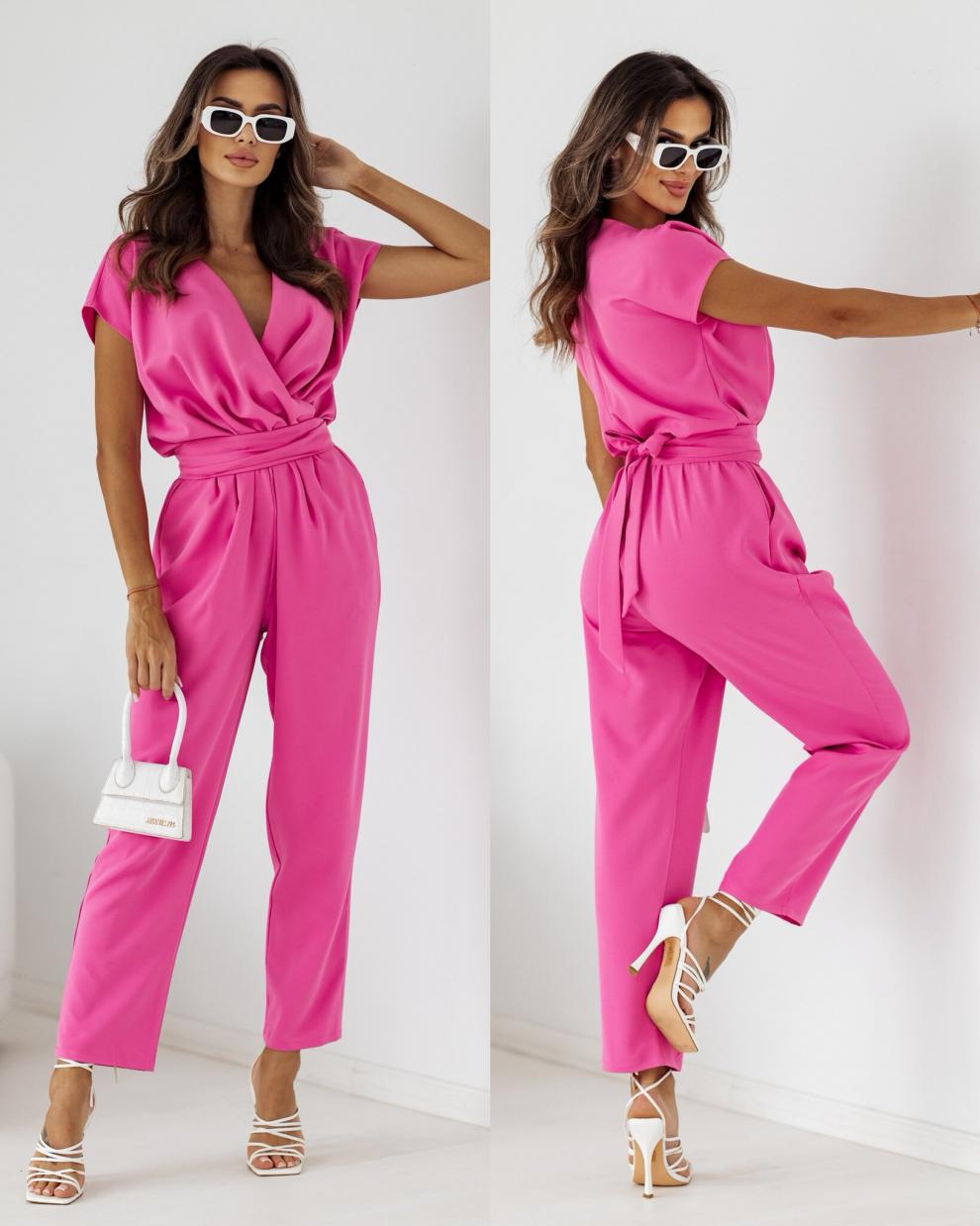 Summer Fashion Solid Color Slim Fit Short Sleeve Jumpsuit 3