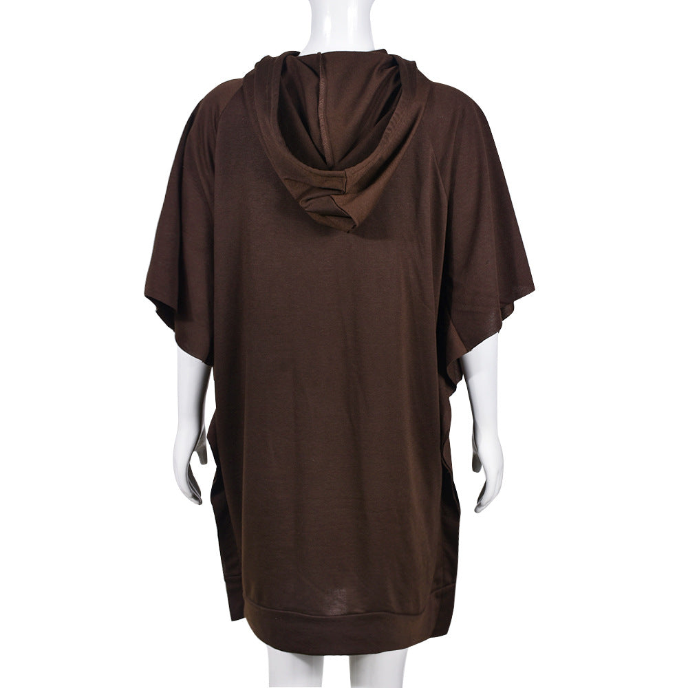 Summer Street Fashion Hooded Printed Loose Casual Dress For Women 6