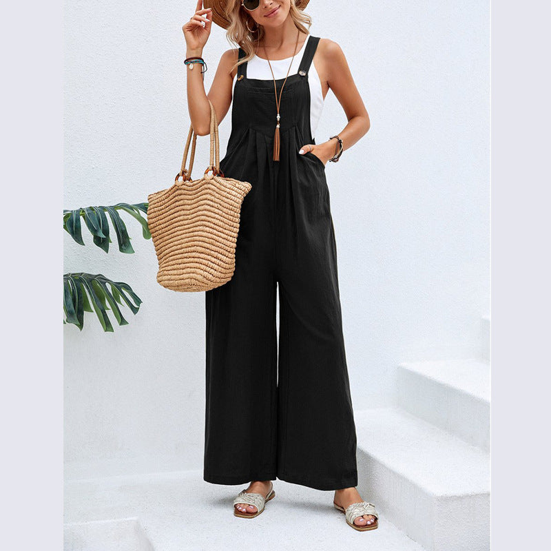 Women Solid Casual Overalls 14