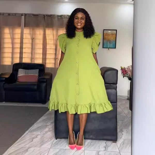 Women sleeveles Ruffles lace flying sleeve dress 3