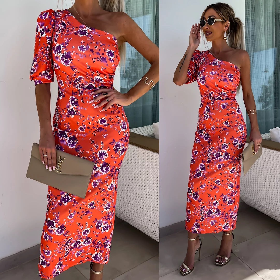Women sexy off shoulder print dress 4