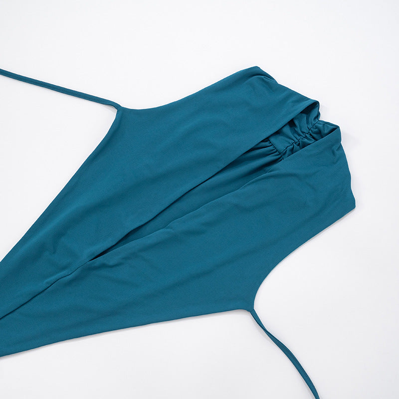 Women Spring and Summer Sexy V Neck Sleeveless Bodysuit and Flared Pants Two-piece Set 24