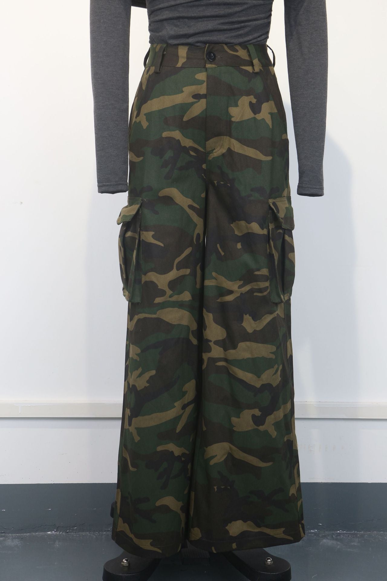 Women Cargo Casual camouflage pocket zipper trousers 6
