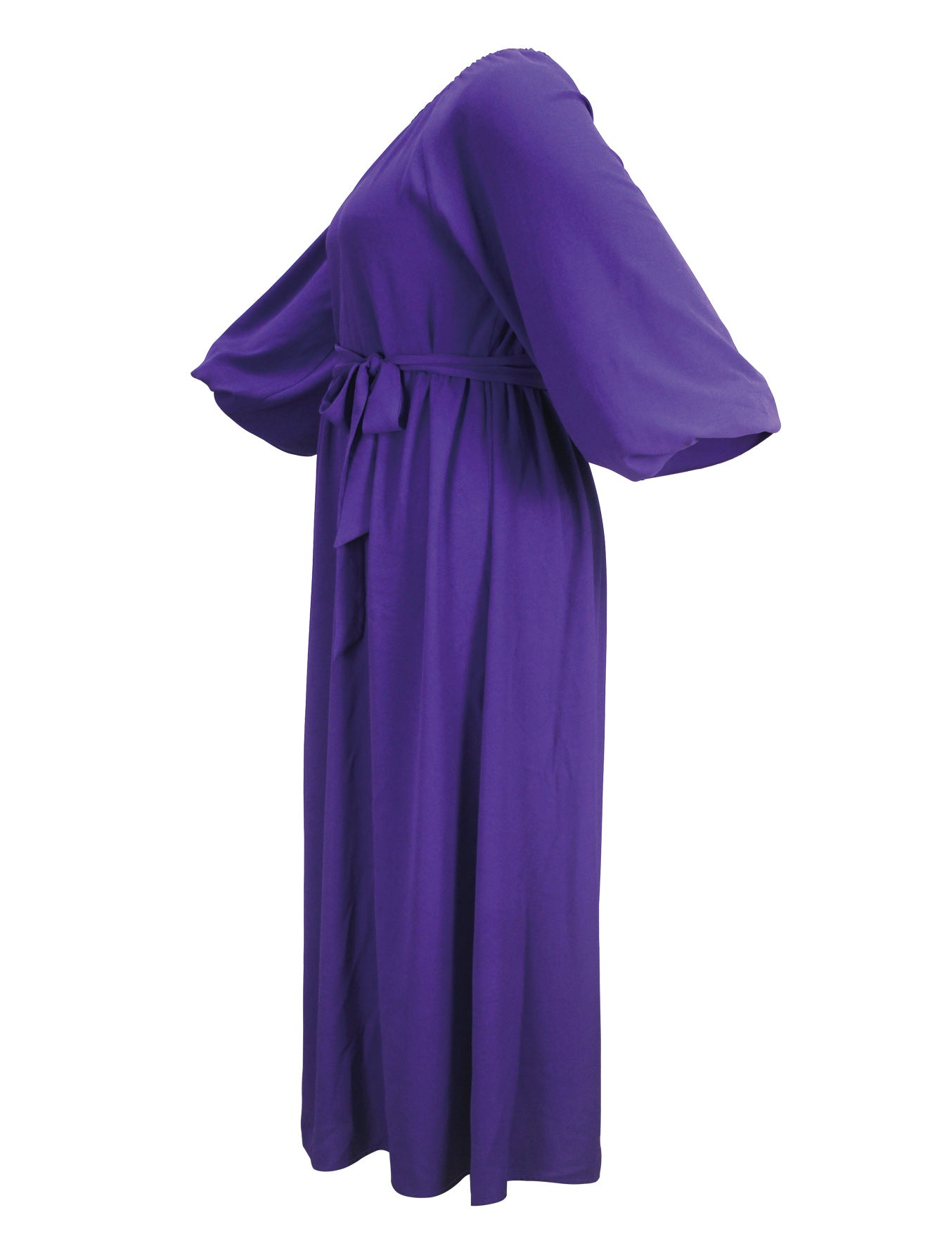 Plus-Size Women Solid Elegant Slash Shoulder Sexy Half-Sleeve Maxi Dress 9