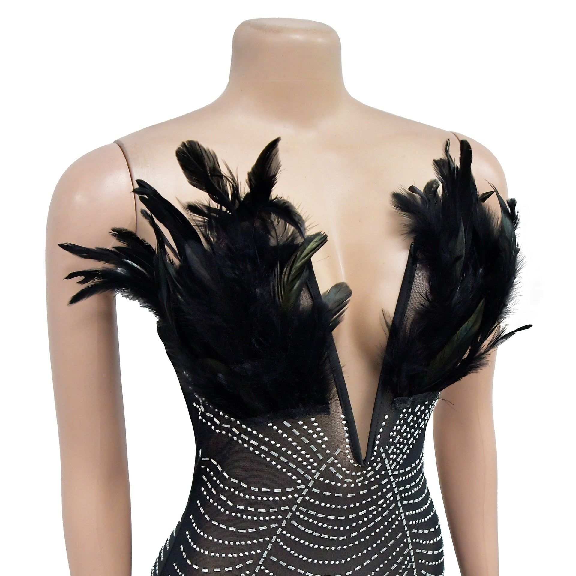 Women Solid Sexy Mesh Beaded Jumpsuit 23