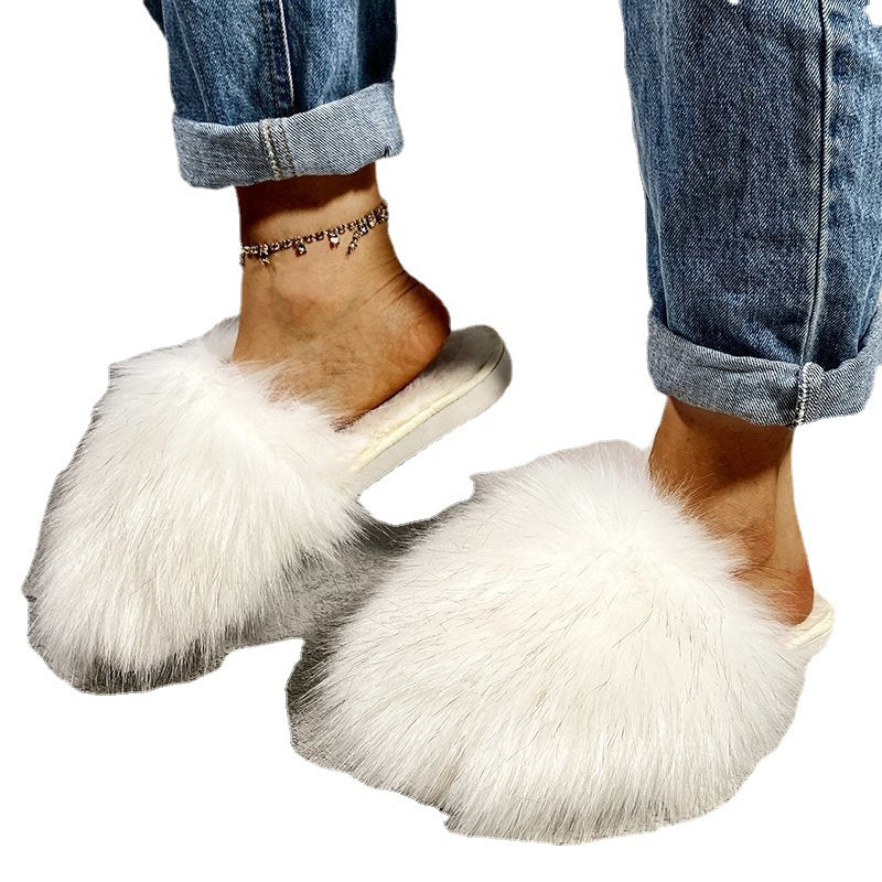 Autumn Winter Plus Size Women's Furry Slippers Home Outdoor Wear 9