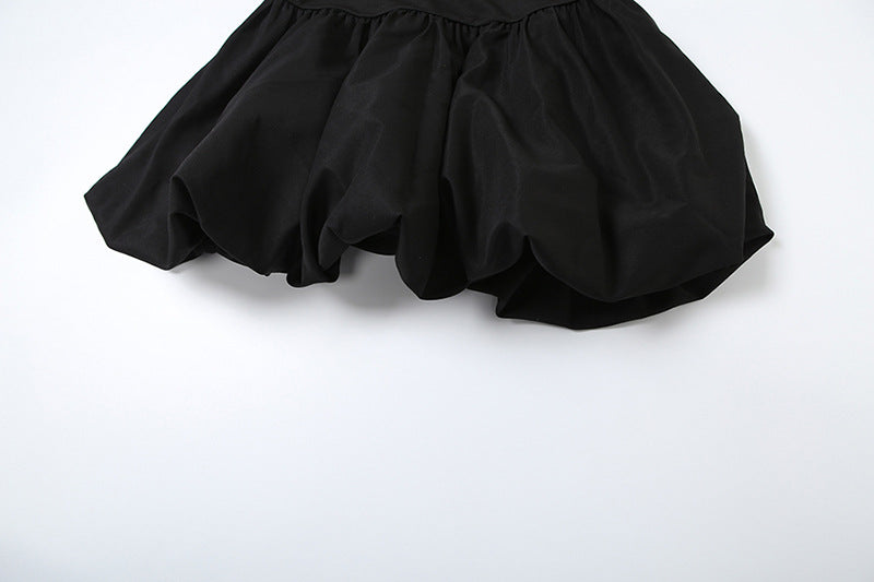 Lady's Spring Elegant Short Sleeve Hollow Velvet Bubble Dress 14