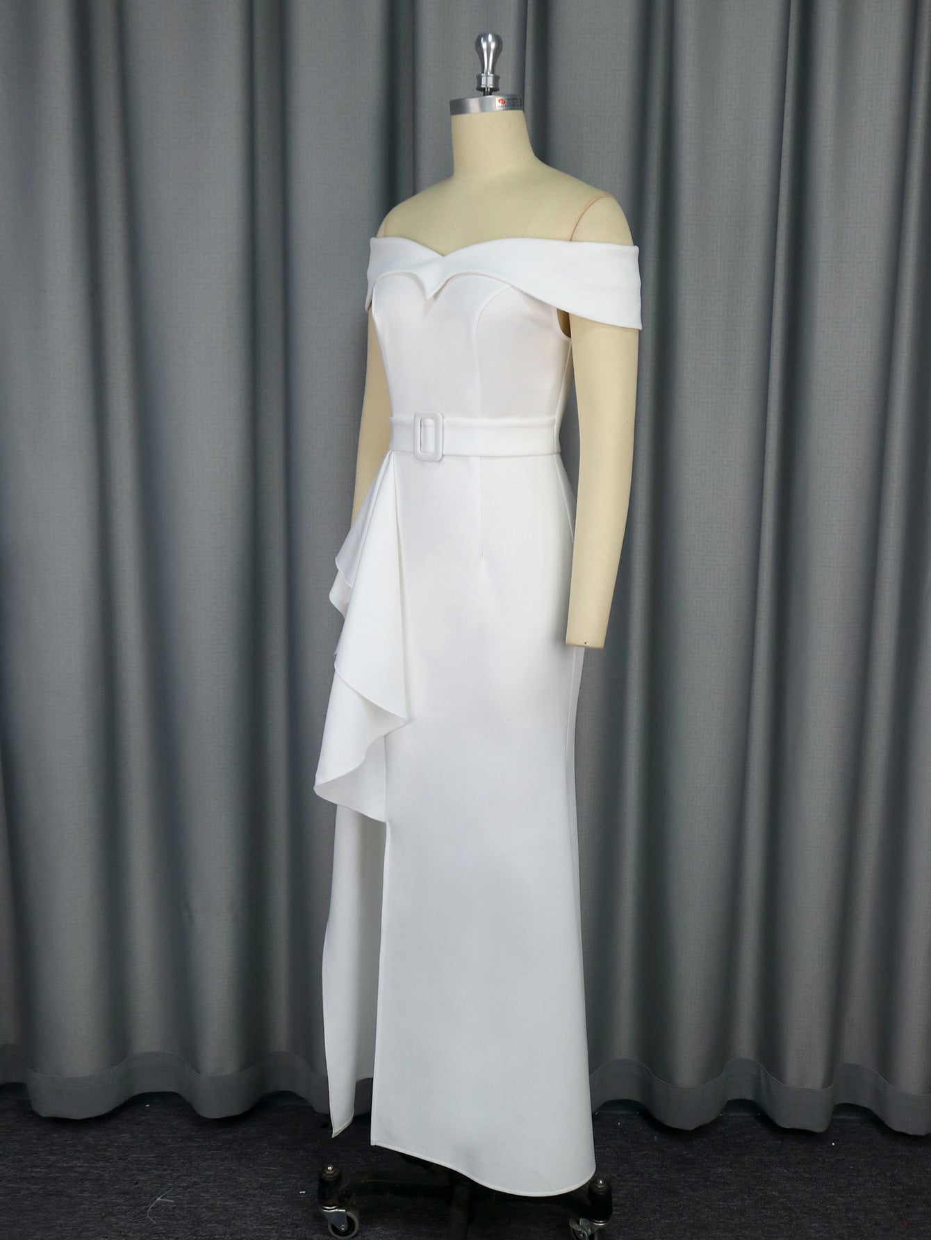 Sexy V-Neck Off-Shoulder Ruffle Slim Elegant Bridesmaid Dress 5