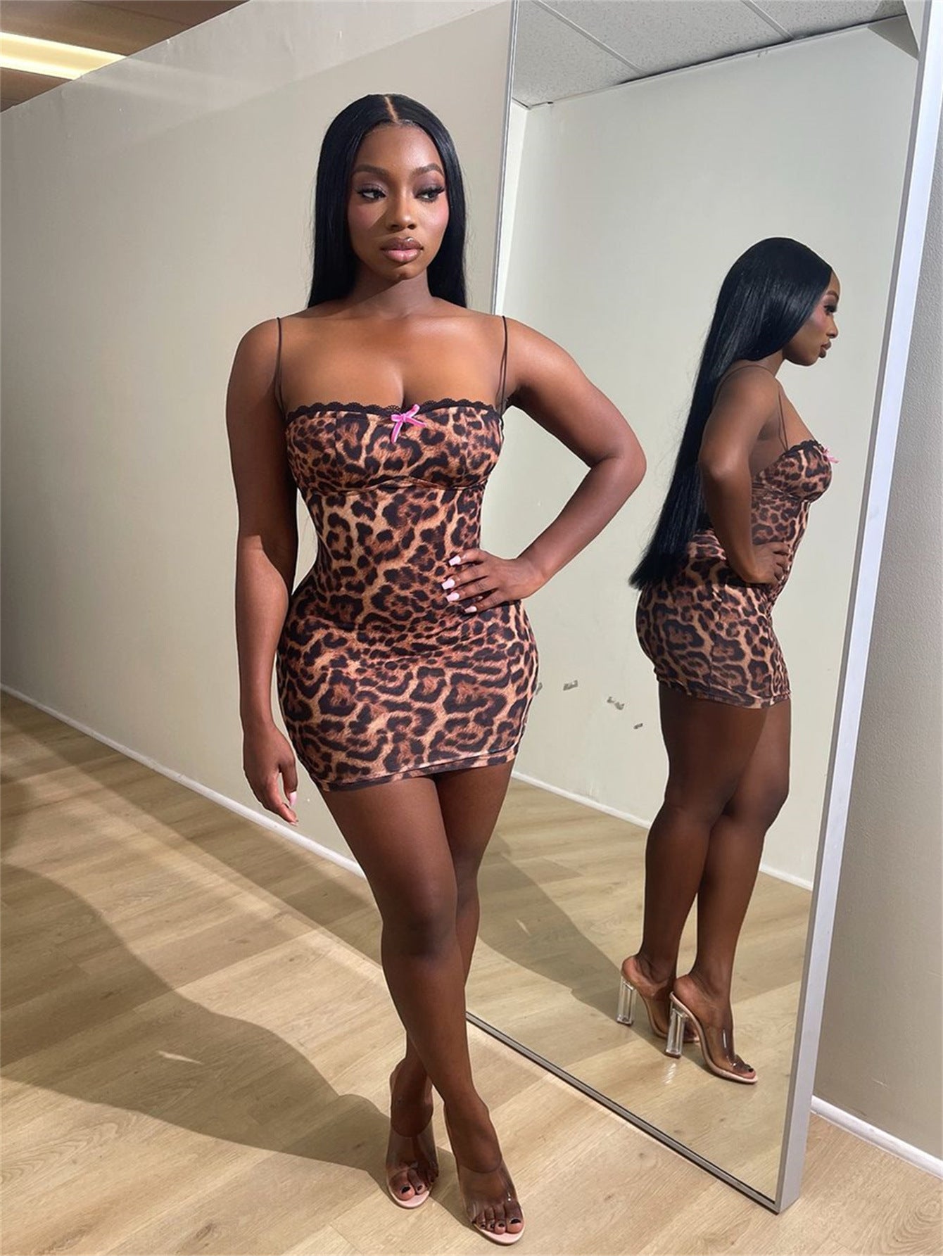 Women summer leopard print bodycon sexy dress