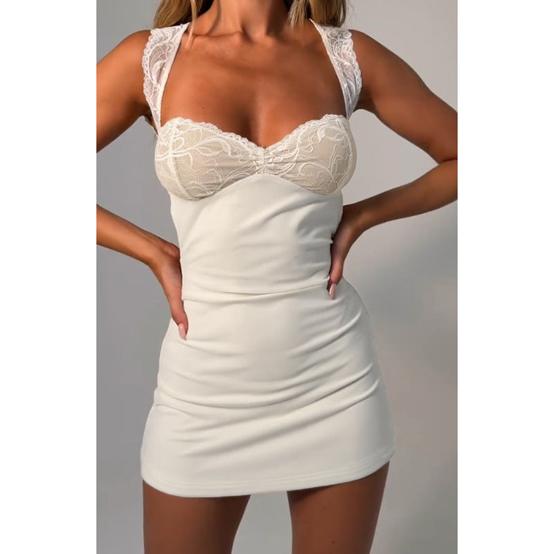 Women Lace Patchwork Sexy Backless Lace Sundress 15