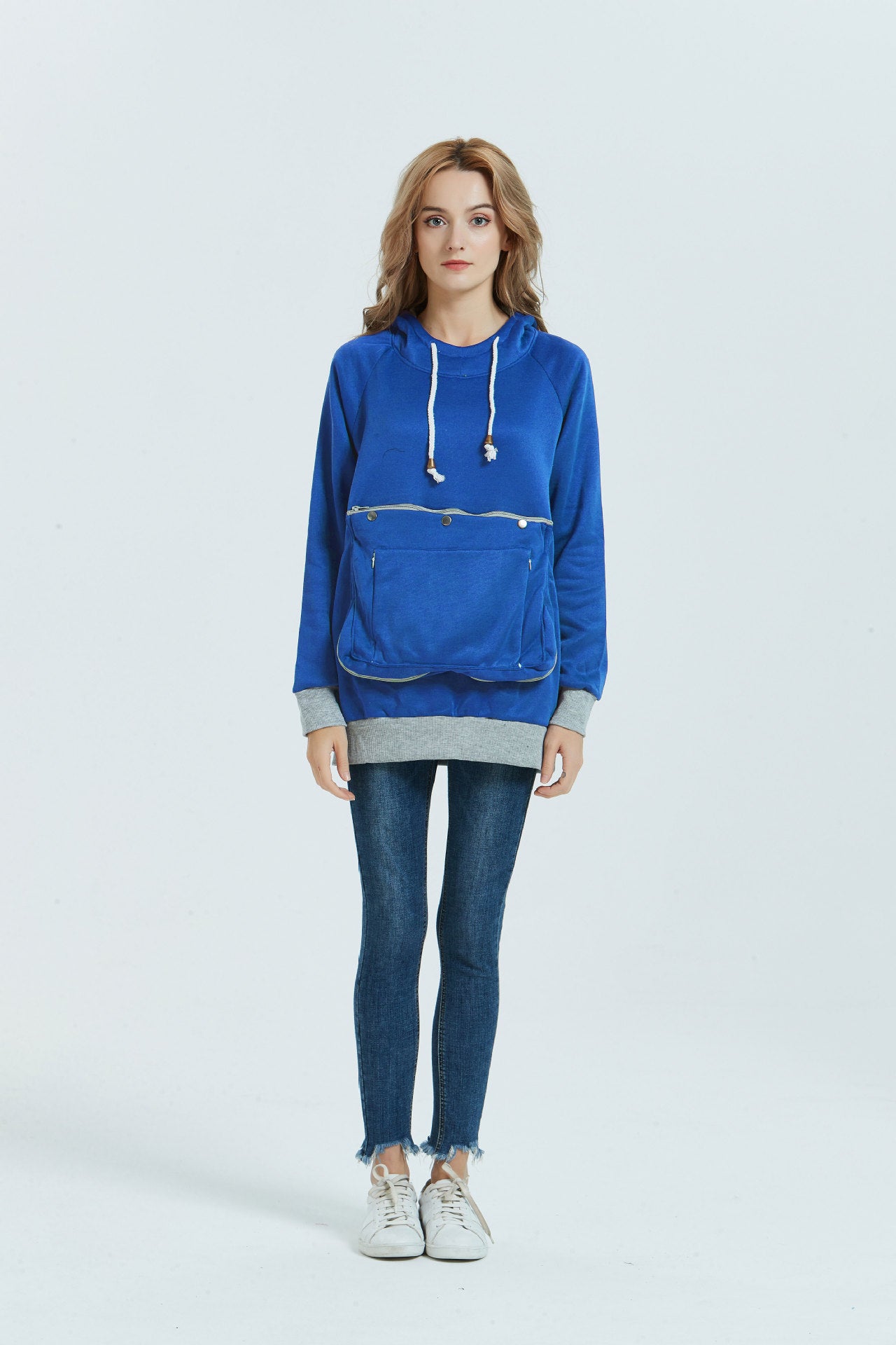 Women Pocket Pet Casual Plush Hoodies Jacket 5