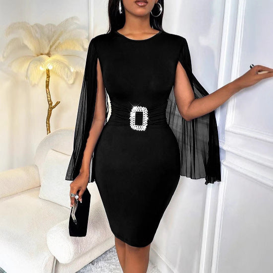 Women’s Elegant Fashion Cape Sleeve Bodycon Dress