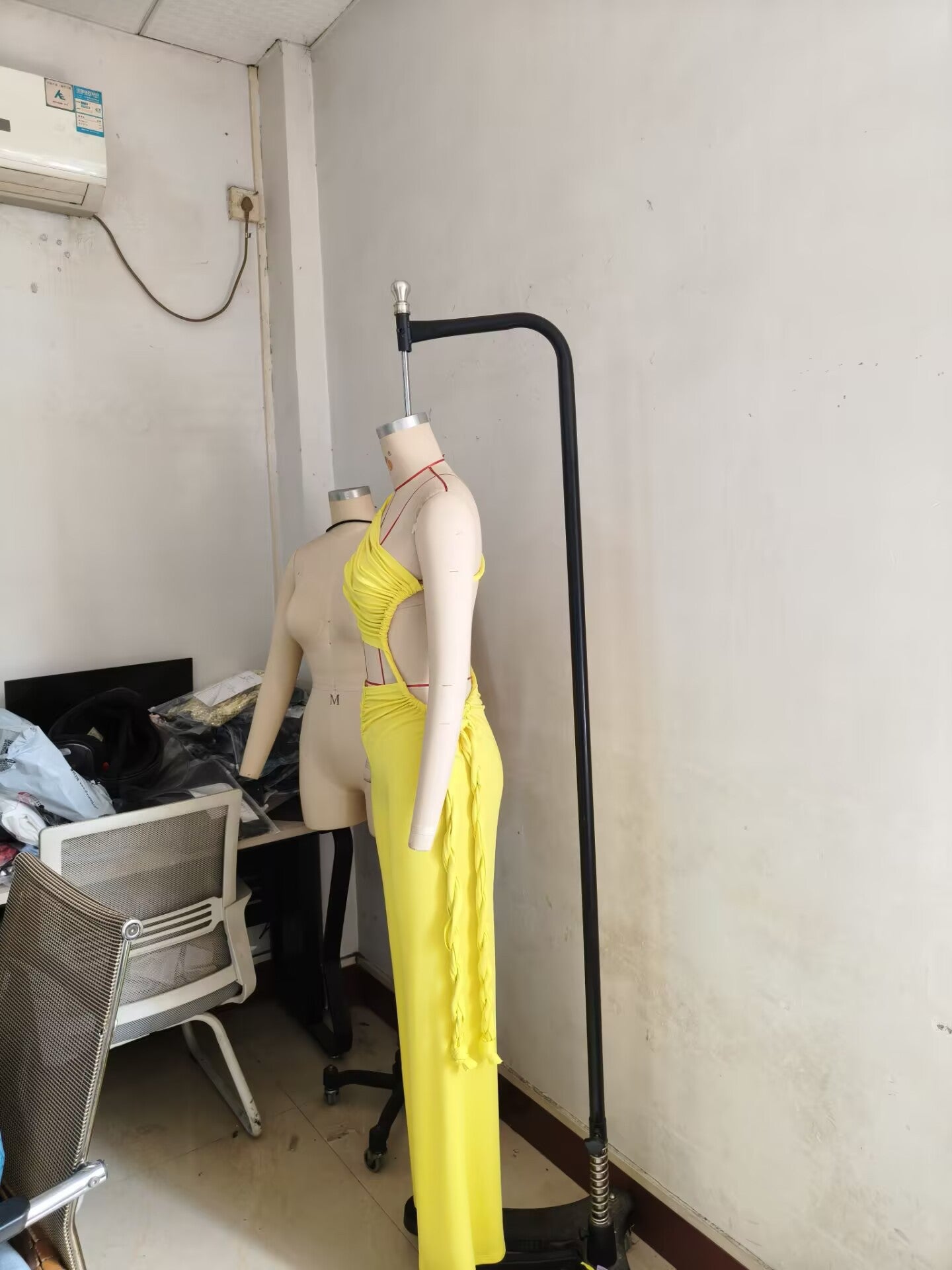 Women Halter Neck Strapless gathered tie rope wide leg jumpsuit 12