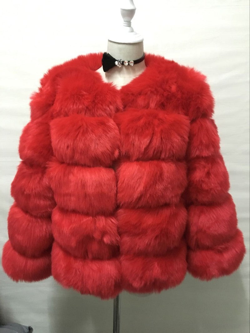 Women's Cropped Long Sleeve Fur Faux Fur Coat 10