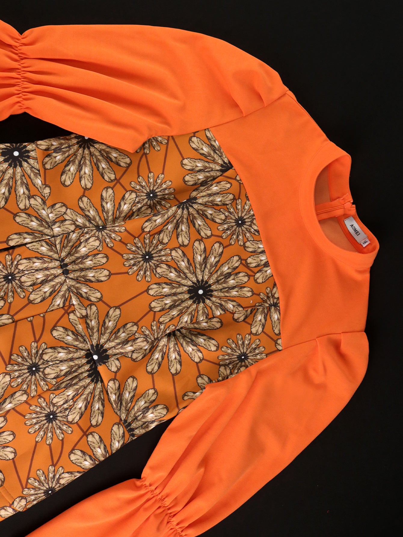 Fashionable Floral Print Bell Bottom Sleeve High Waist Elegant Party Chic Dress 6