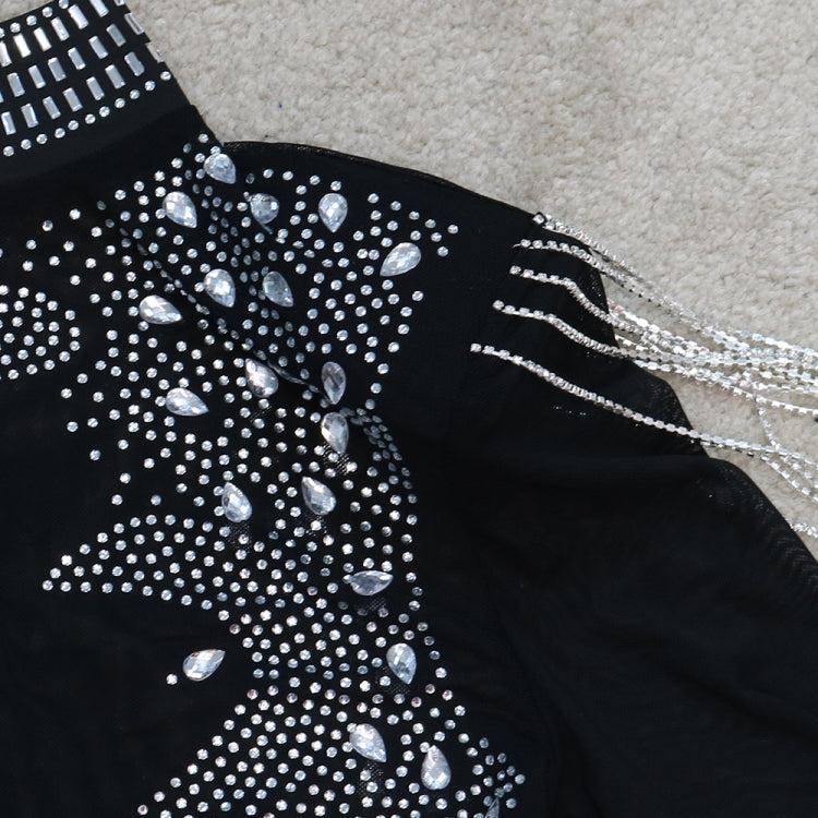 Autumn Black Beaded Fringe Sexy Party Dress 9