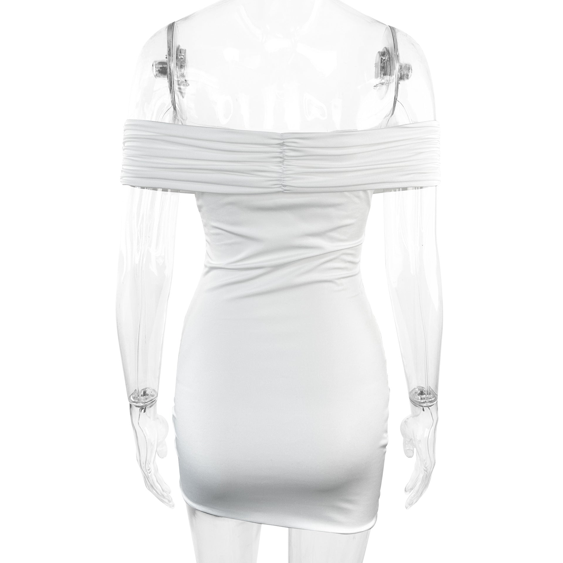 Women Sexy Sleeveless Off-Shoulder Strapless Bodycon Mini Dress 9