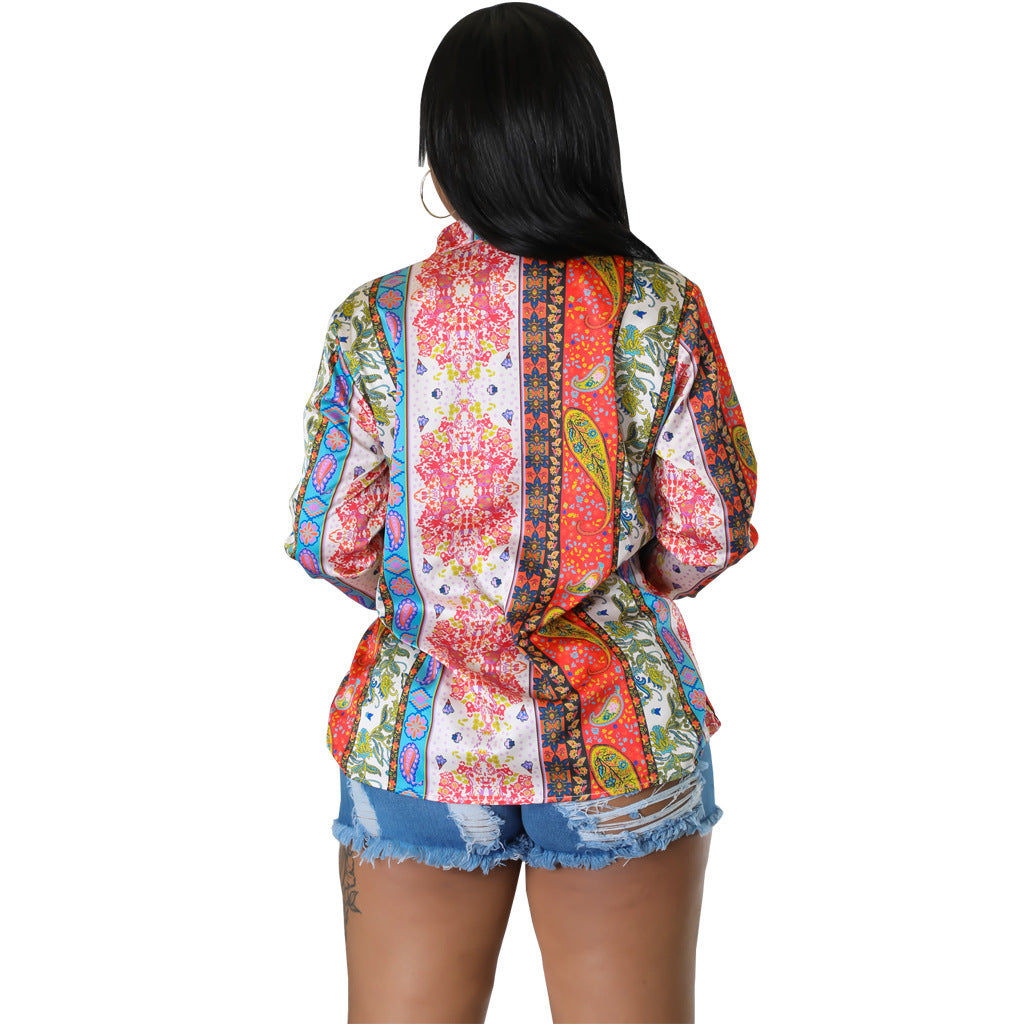 Sexy Fashion Digital Printing Multicolor Women's Shirt 6