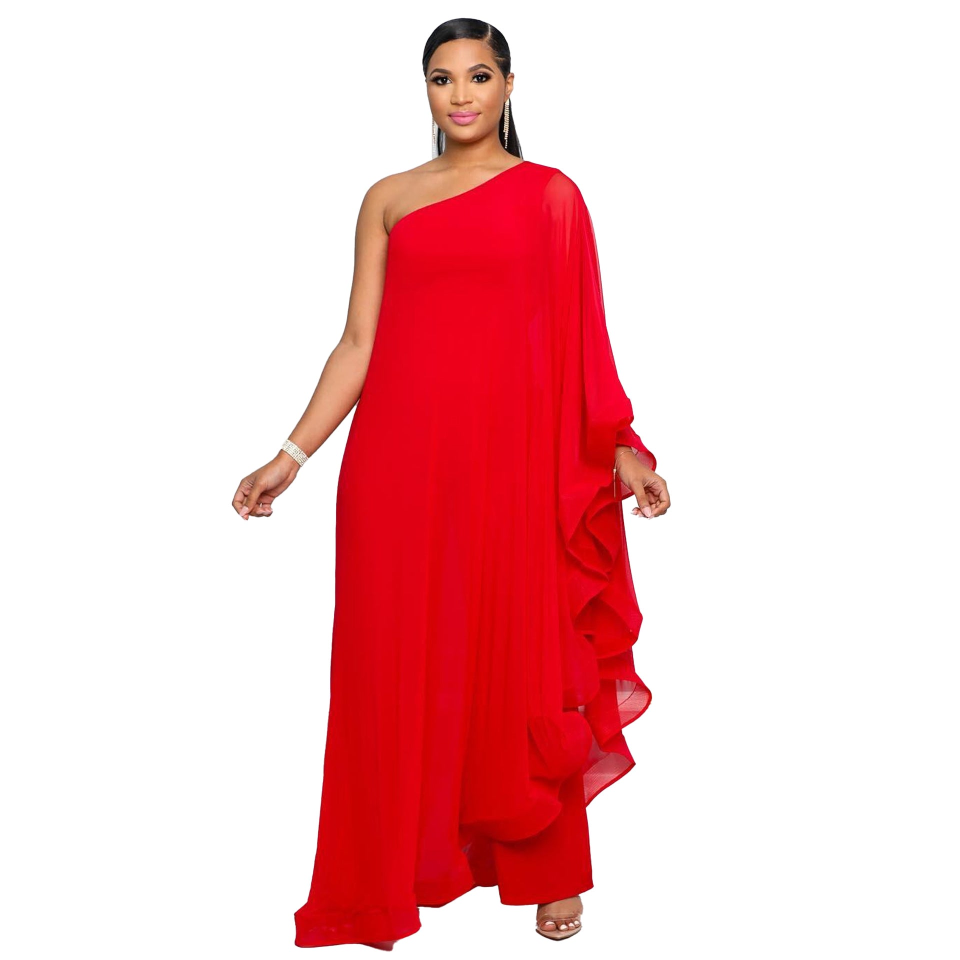 Women Sexy One Shoulder Sleeveless Stretch Jumpsuit 16