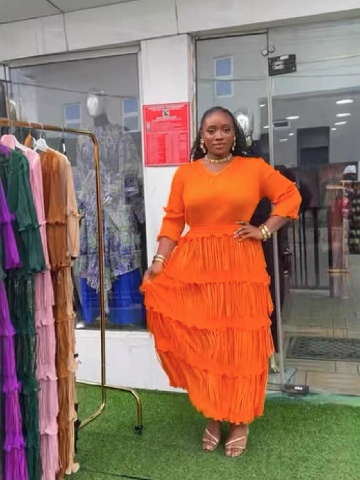 Ruffle Plus Size Fashion African Loose Chic Elegant Long Dress 7