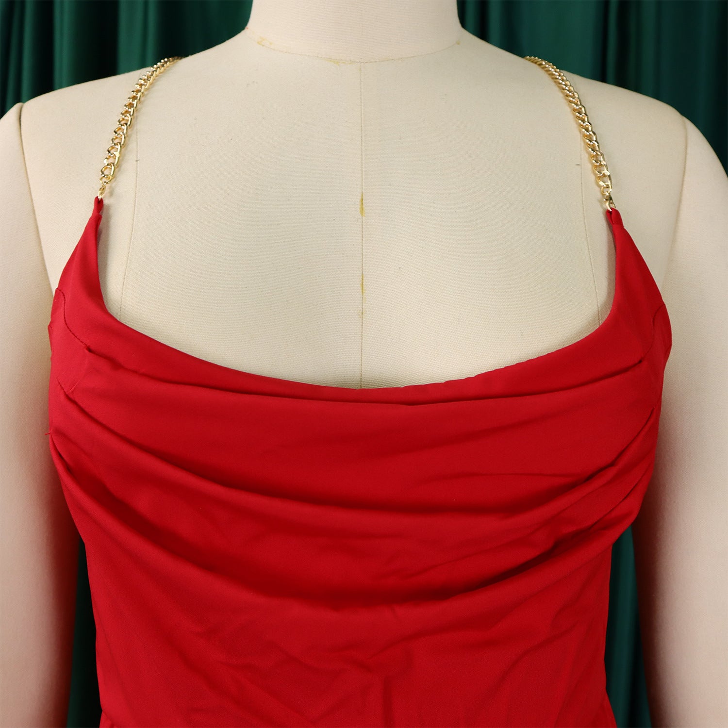 Summer Fashion Sexy Chain Halter Neck Sexy Low Back High Waist Wide Leg Pleated Jumpsuit 25