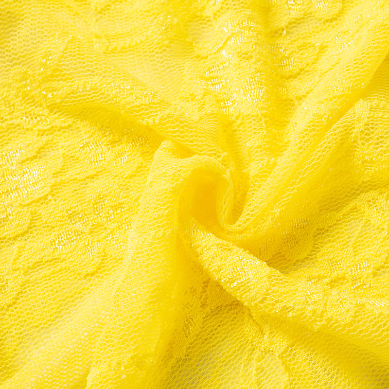 Women Summer Lace Hollow Off Shoulder Strapless Top and Pants Two-piece Set 15