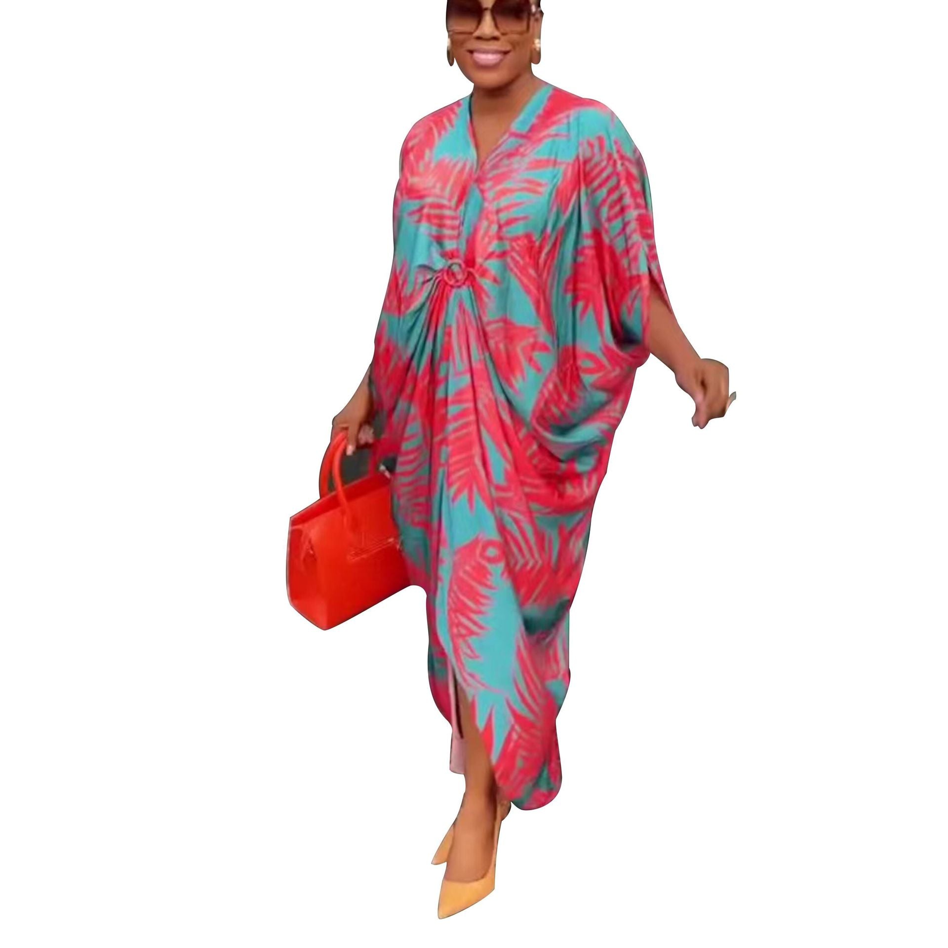 Summer Ladies Printed Short Sleeve Loose Dress 11