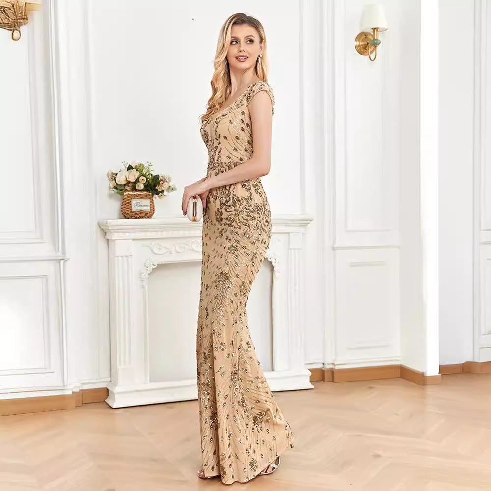 Women sequined formal party sexy fishtail evening dress 13
