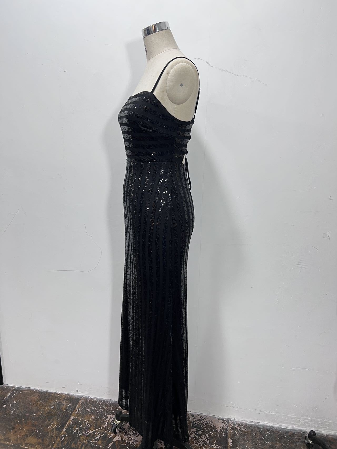 Women Suspender Backless Fishtail Evening Dress 10