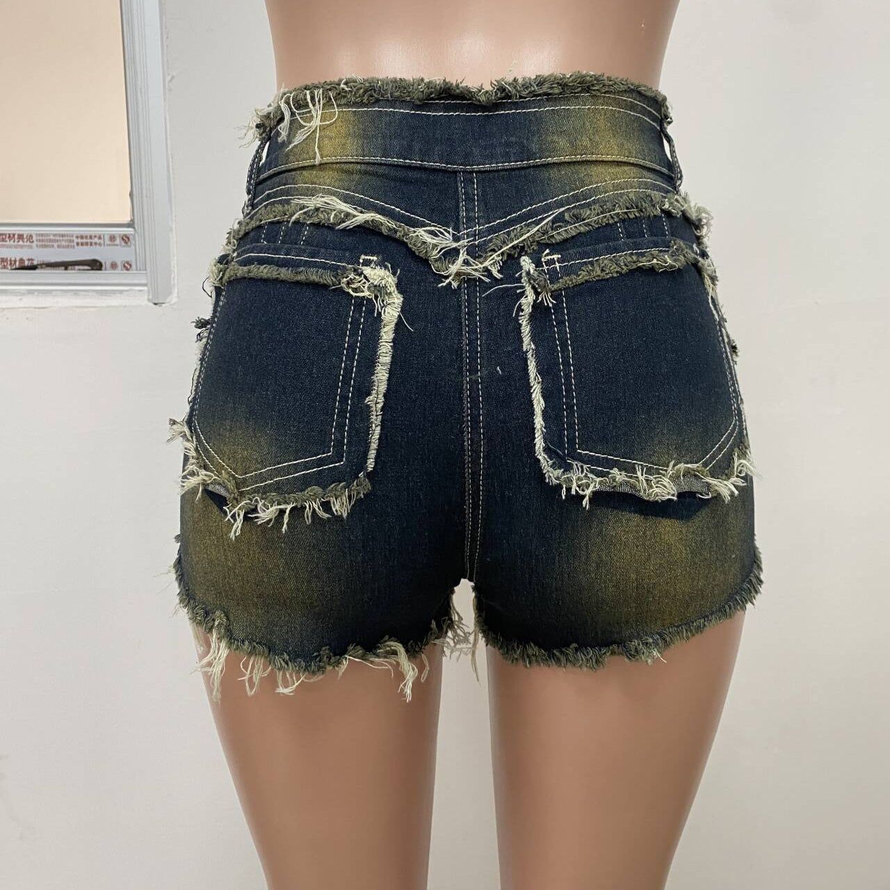 Women Summer Casual Sexy Raw Edge Washed Shorts 4